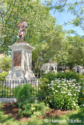 Keene, NH - Central Square - Soldiers Monument and Flowers